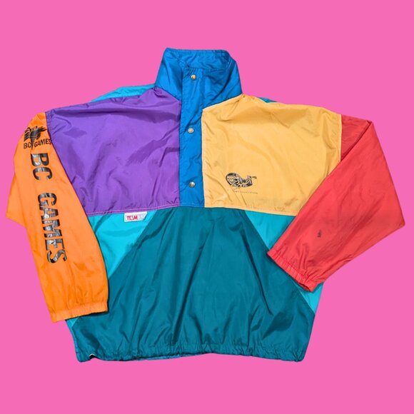 Other - Vintage 1990's BC Games, Funky, Color Block Windbreaker for Men Size XL